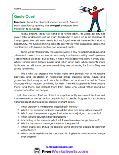 Quote Quest Worksheet