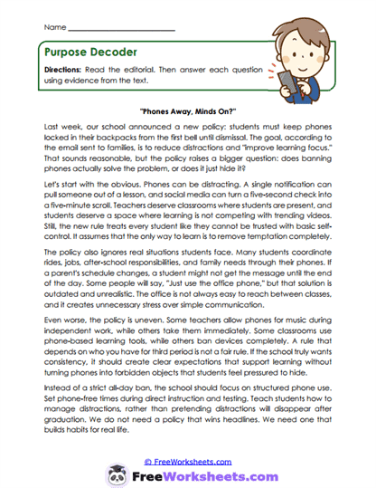 Purpose Decoder Worksheet