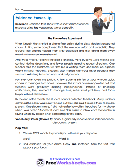 Evidence Power-Up Worksheet