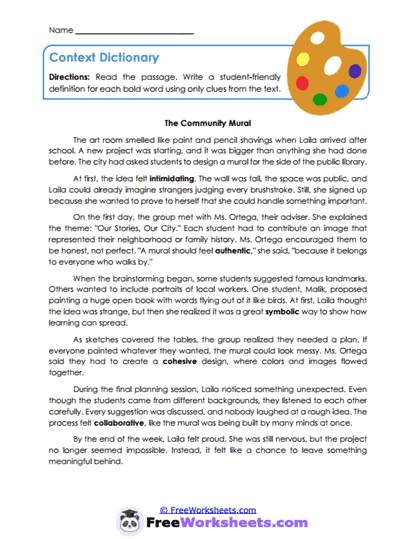 Context Dictionary Worksheet