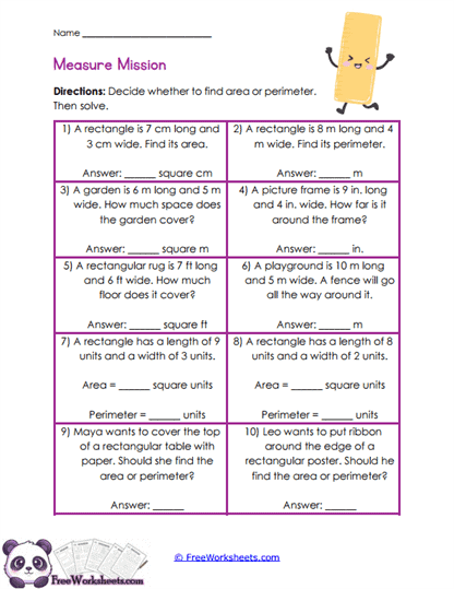 Area Perimeter Quest Worksheet