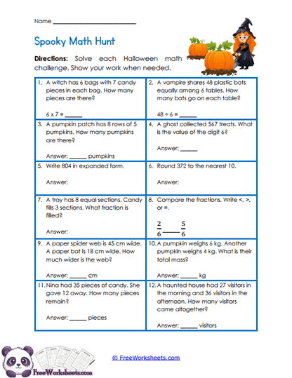 Halloween Skills Quest Worksheet