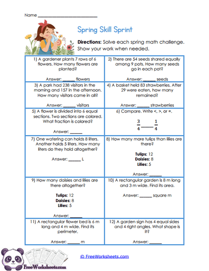 Spring Review Sprint Worksheet