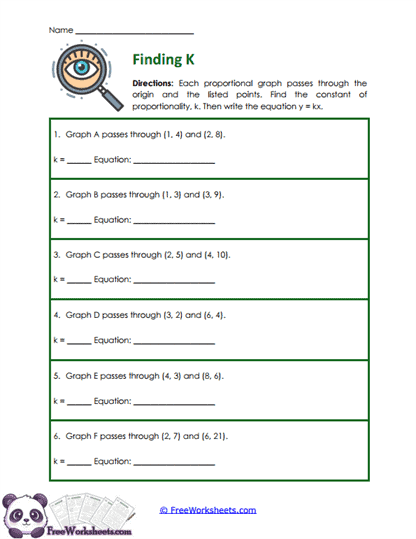 Constant Lines Worksheet