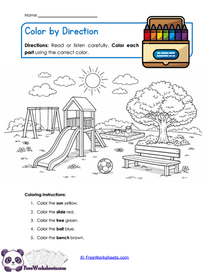 Direction Coloring Worksheet