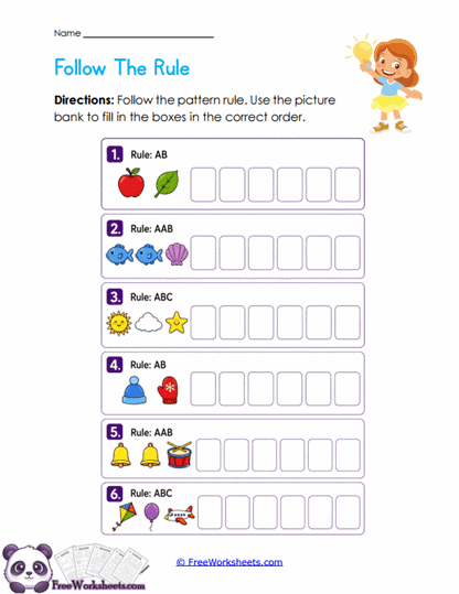 Pattern Rules Worksheet