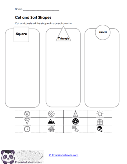 Cut and Sort Shapes Worksheet