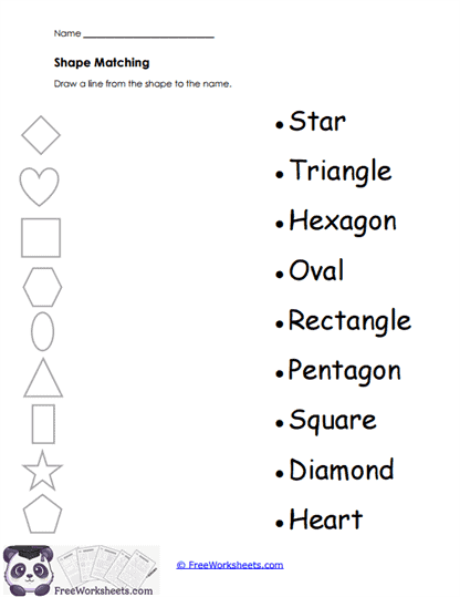 Shape Matching Worksheet