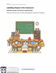 Labelling Shapes in the Classroom Worksheet - FreeWorksheets.Com