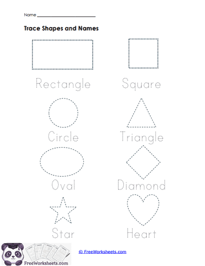 Trace Shapes and Names Worksheet