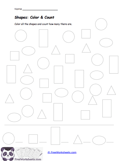 Shapes: Color & Count Worksheet