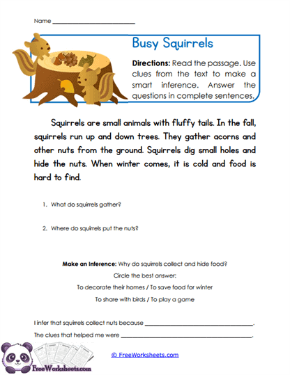 Winter Reasoning Worksheet