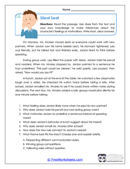 Silent Seat Worksheet