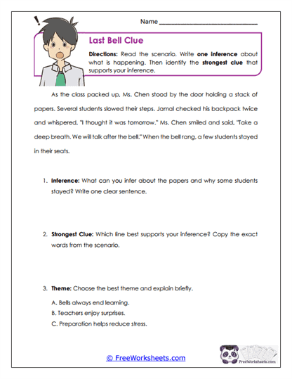 Last Bell Clue Worksheet