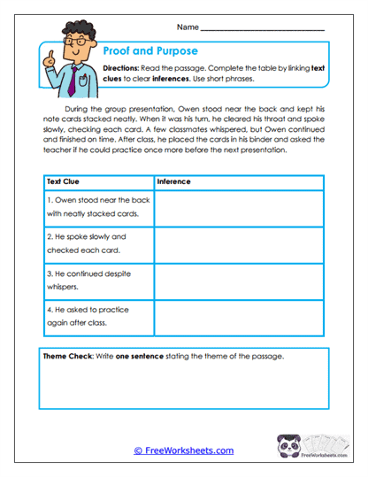 Proof and Purpose Worksheet