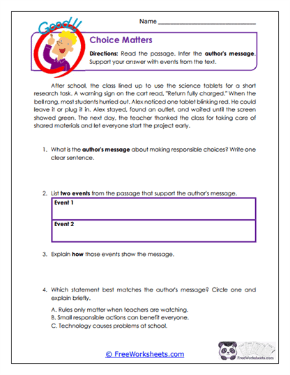 Choice Matters Worksheet
