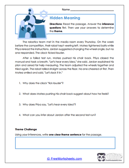 Hidden Meaning Worksheet