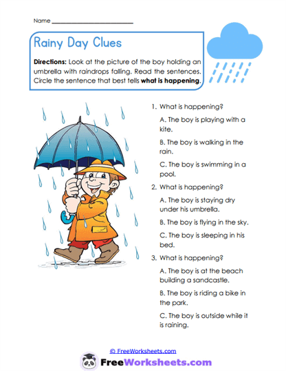 Rainy Day Clues Worksheet