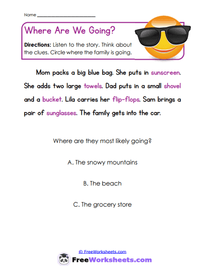 Beach Clues Worksheet