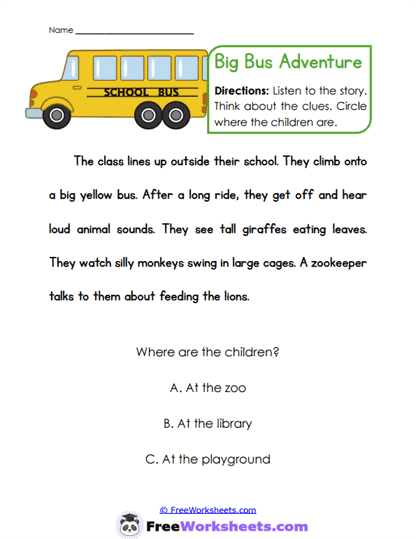 Zoo Journey Worksheet