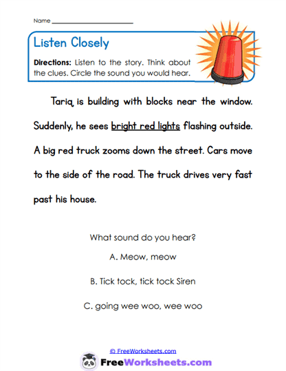 Siren Sounds Worksheet