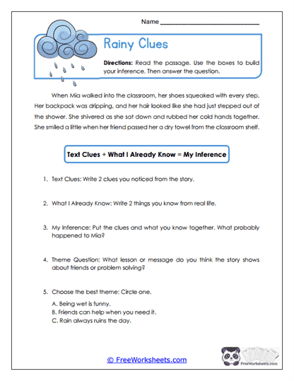 Rainy Clues Worksheet