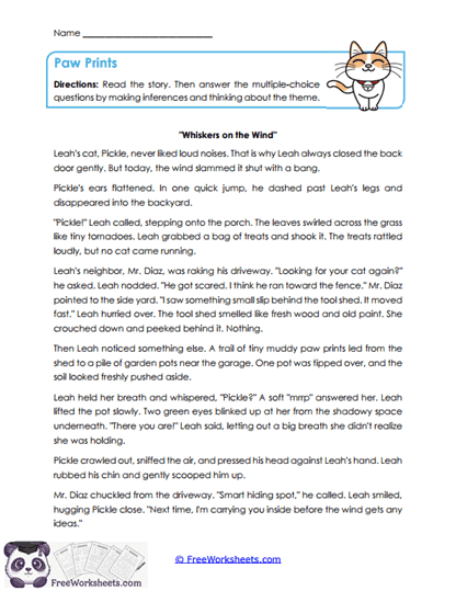 Paw Prints Worksheet