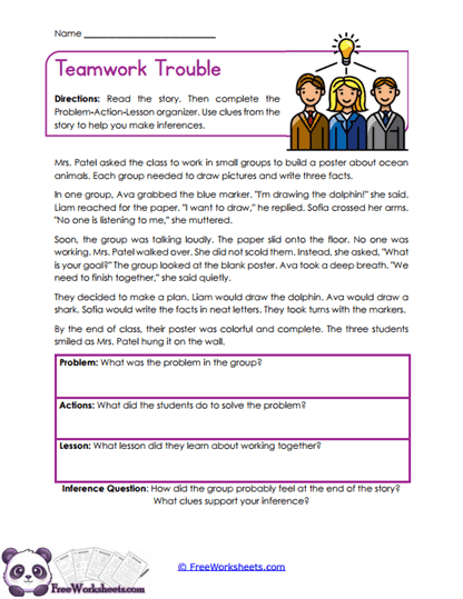Teamwork Trouble Worksheet