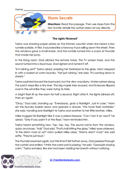 Storm Secrets Worksheet
