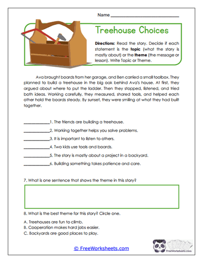Treehouse Choices Worksheet