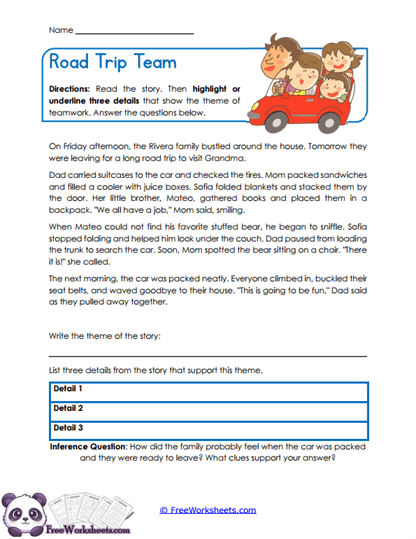 Road Trip Team Worksheet
