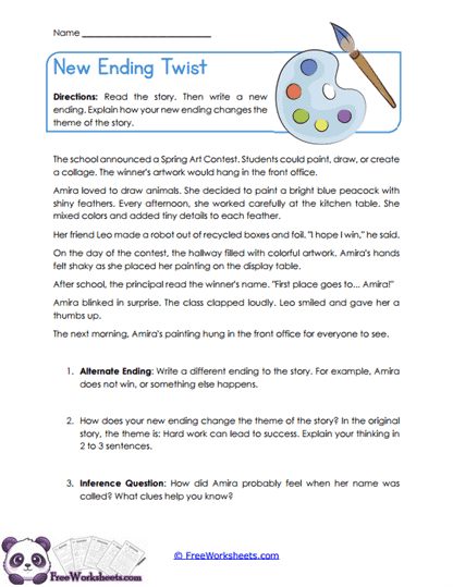 New Ending Twist Worksheet