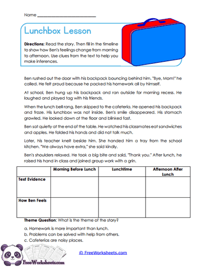 Lunchbox Lesson Worksheet