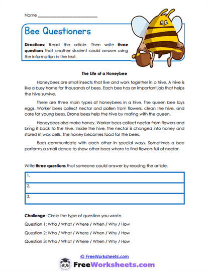 Question Craft Worksheet