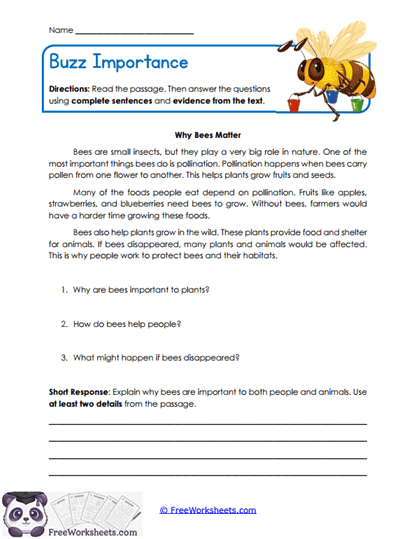 Buzz Importance Worksheet
