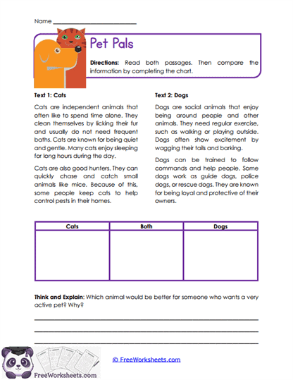 Pet Pals Worksheet