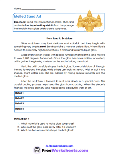 Melted Sand Art Worksheet