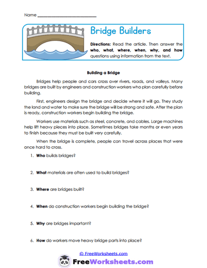 Builder Facts Worksheet