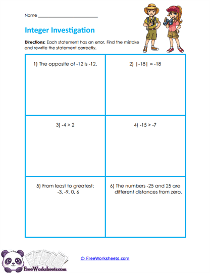 Error Detectives Worksheet
