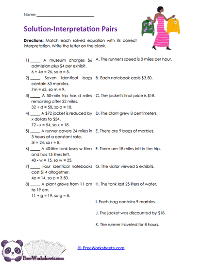 Meaning Matches Worksheet