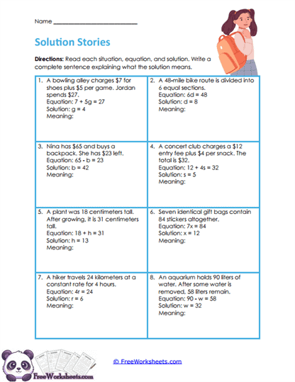 Solution Meaning Worksheet