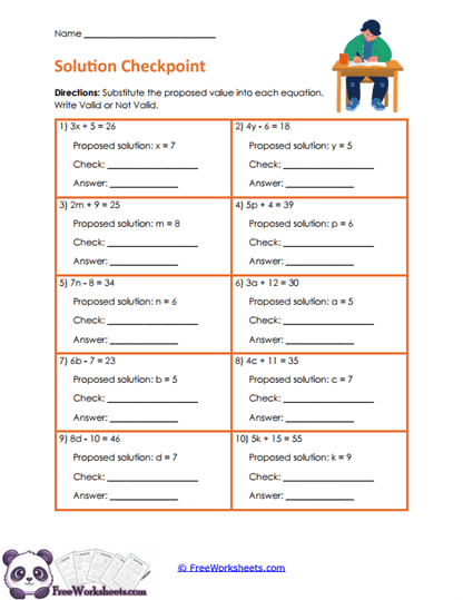 Solution Checks Worksheet
