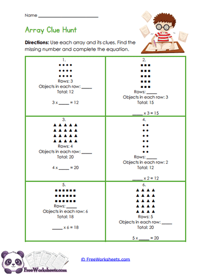 Array Clue Solver Worksheet