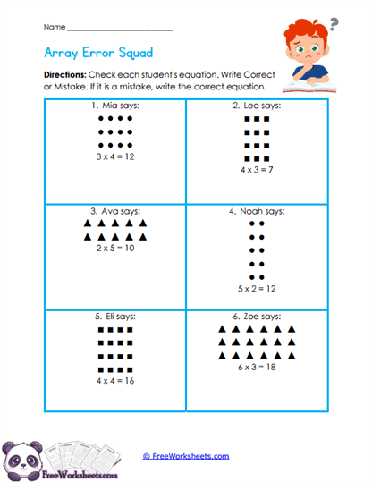 Array Error Check Worksheet