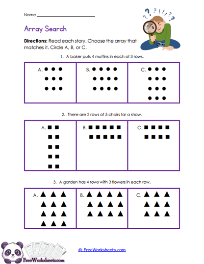 Array Story Match Worksheet