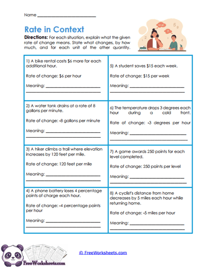 Rate Meaning Worksheet