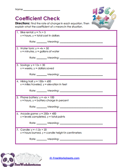 Coefficient Clues Worksheet