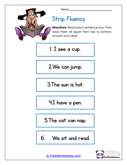 Strip Fluency Worksheet