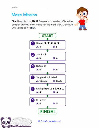 Maze Mission Worksheet