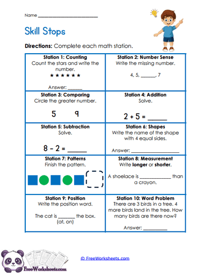 Skill Stations Worksheet